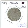 Image 1 : 1934 Canadian 25 cent silver coin