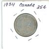 Image 2 : 1934 Canadian 25 cent silver coin
