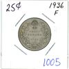 Image 1 : 1936 Canadian 25 cent silver coin