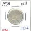Image 1 : 1938 Canadian 25 cent silver coin
