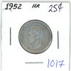 Image 1 : 1952 Canadian 25 cent silver coin