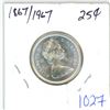 Image 1 : 1867-1967 Canadian centennial "Lynx" 25 cent silver coin