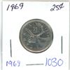 Image 1 : 1969 Canadian 25 cent coin
