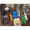 Image 3 : Bin of Misc Items including: Glass Jar / Cups / Can Opener / Mini RCMP / Mustex Rub