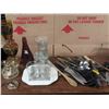 Image 1 : Vase / Oil Lamp x 2 / Cutting Board / Glasses / Variety of Kitchen Utensils