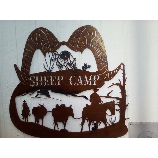 "Sheep Camp" Steel Wall Hanging (Appox. 47" X 44" tall)