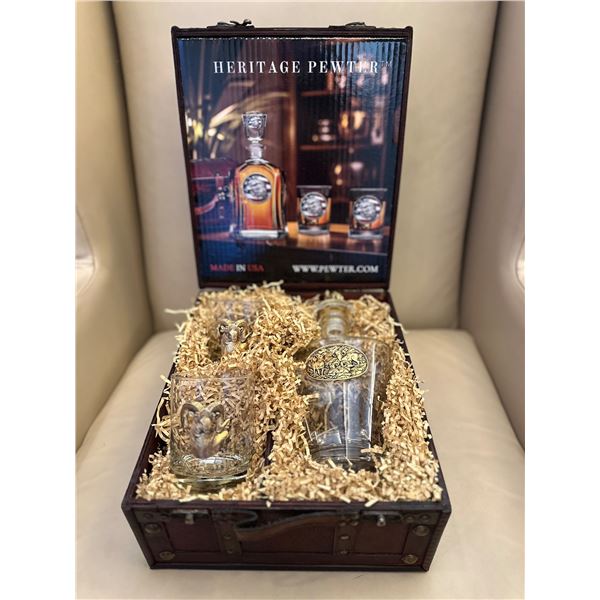 Heritage Pewter Gold Glass Whiskey Set
