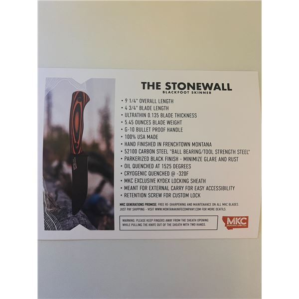 Montana Knife #4 - Stonewall Skinner Tan & Black