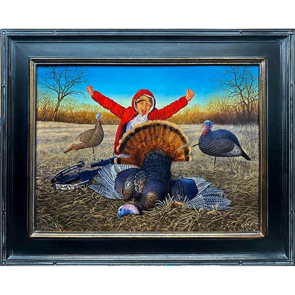 Hunter and Trophy Original Oil Painting commission by Larry Zach