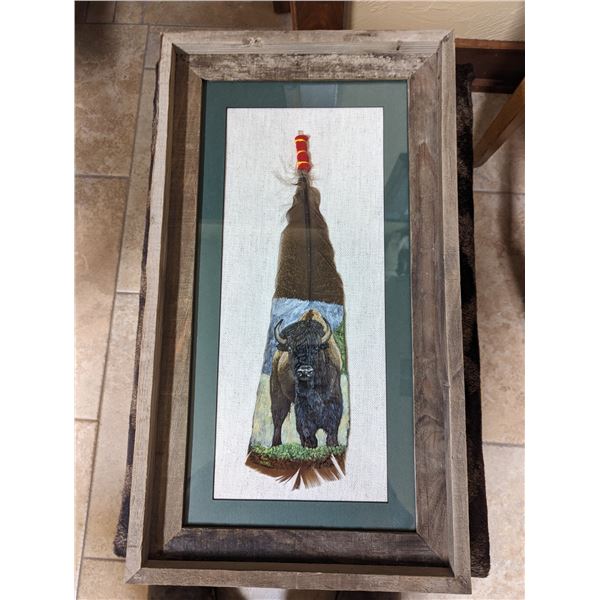 Turkey Feather Painted with the American Bison