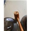 Image 8 : HEAVY HAMMERED PAN WITH LID AND VINTAGE WOODEN TENDERIZER