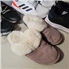 Image 2 : LOT OF SIZE 11 FOOTWEAR INCLUDING ADIDAS SHOES, WOOL LINED NUKNUUK SLIPPERS AND CHAMPION SHOES