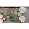 Image 2 : LOT OF VINTAGE GLASS JARS, TEACUPS AND SAUCERS, PYREX BOWLS, ETC