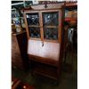 Image 1 : ANTIQUE SOLID OAK SECRETAIR DESK WITH LEADED GLASS WINDOWS