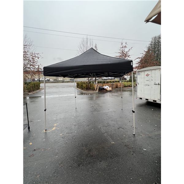 BLACK 10x10 INDUSTRIAL TENT W/ POWDER COATED STEEL FRAME AND HEAVY NYLON CANOPY -  RETAIL $499