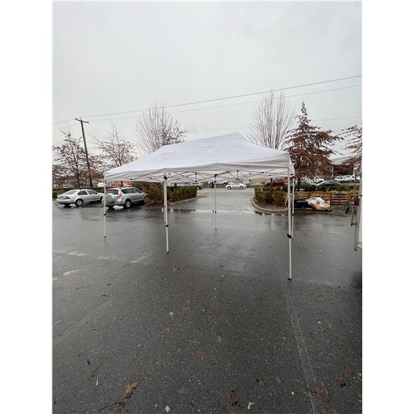 WHITE 10x20 INDUSTRIAL TENT W/ POWDER COATED STEEL FRAME AND HEAVY NYLON CANOPY -  RETAIL $799