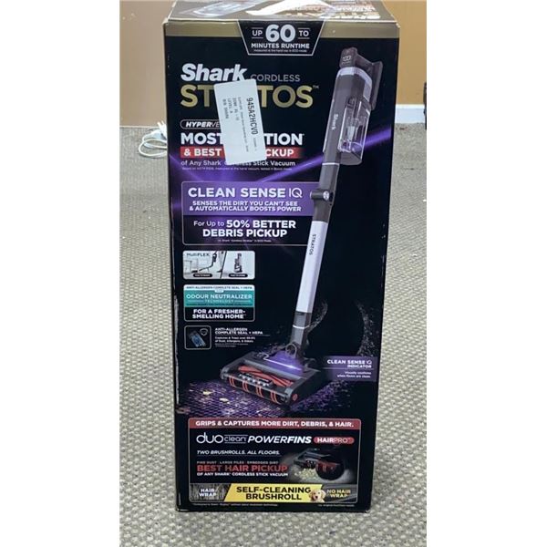 SHARK STRATOS CORDLESS HYPER VELOCITY CORDLESS STICK VACUUM TESTED AND WORKING  - RETAIL $599