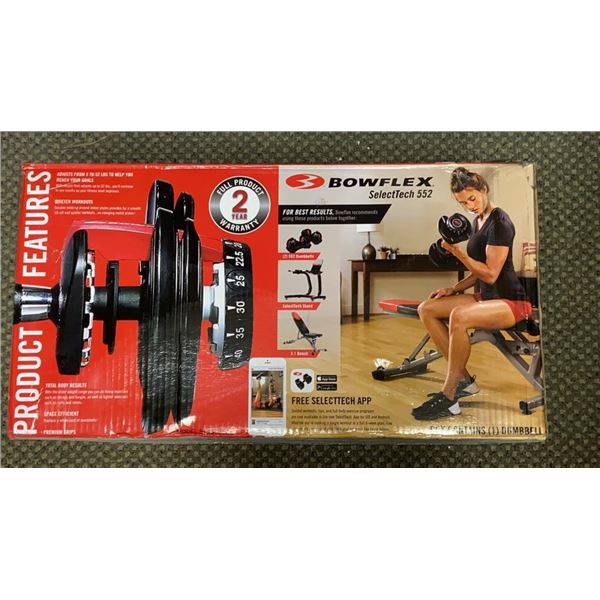 BOW FLEX SELECT TECH 552 ADJUSTABLE 5 TO 52 POUND DUMBBELL - RETAIL $274