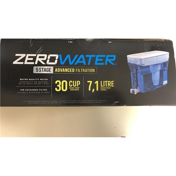 AS NEW ZERO WATER 5 STAGE 30 CUP DRINK DISPENSER - RETAIL $84