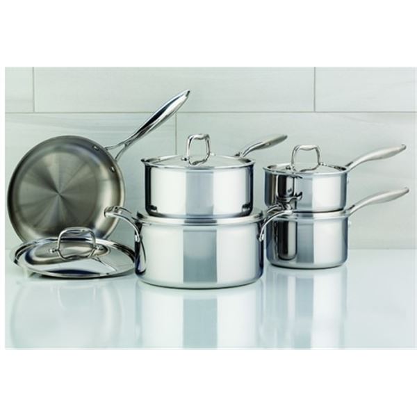 AS NEW MEYER 10PC POT SET - RETAIL $599