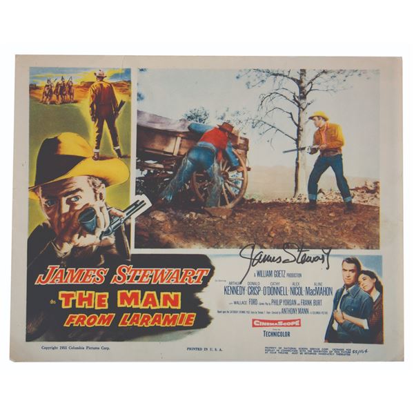 James Stewart Signed Man from Laramie Lobby Card.