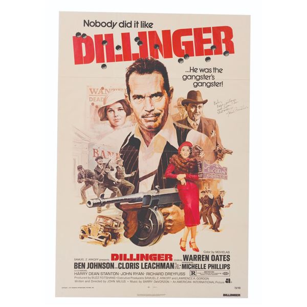 A John Milius Signed Dillinger One-Sheet Poster.