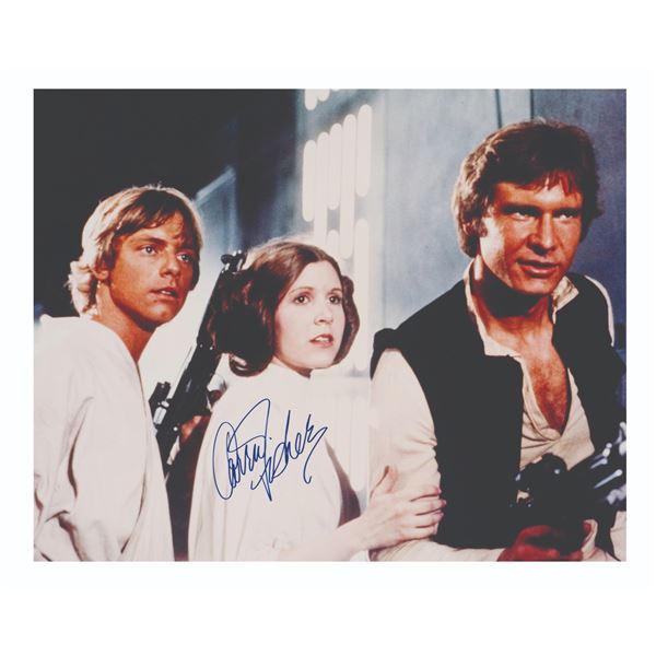 An Oversized Star Wars Photo Signed By Carrie Fisher.