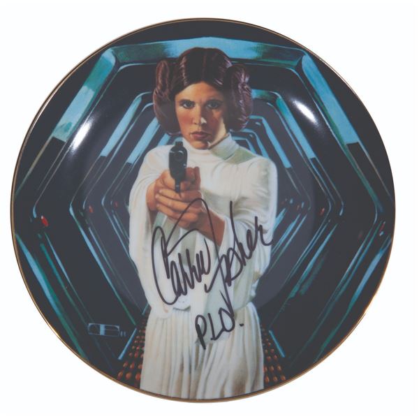 A Carrie Fisher Signed Commemorative Leia Plate.