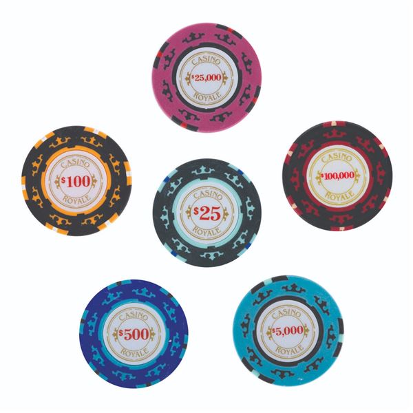 Six Screen Used Poker Chips from Casino Royale.