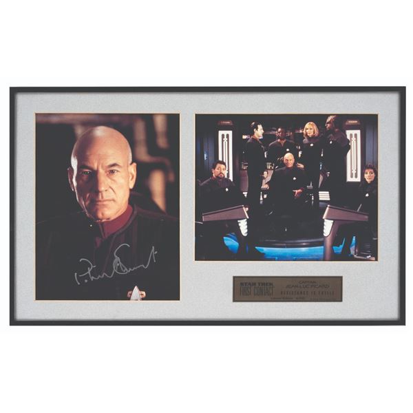 A Patrick Stewart Signed Star Trek First Contact Photo.