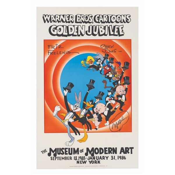 A Mel Blanc Signed Warner Bros. Golden Jubilee Poster.