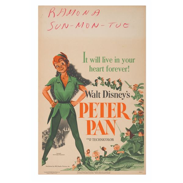 An Original Release Peter Pan Window Card.