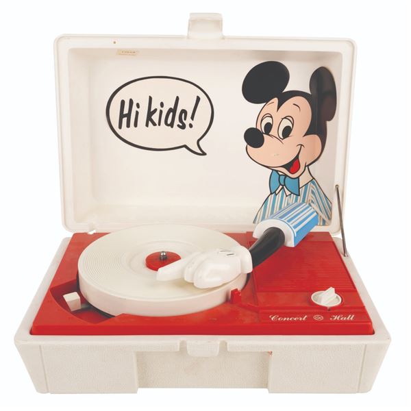 A "Concert Hall Mickey Mouse Phonograph" Record Player.