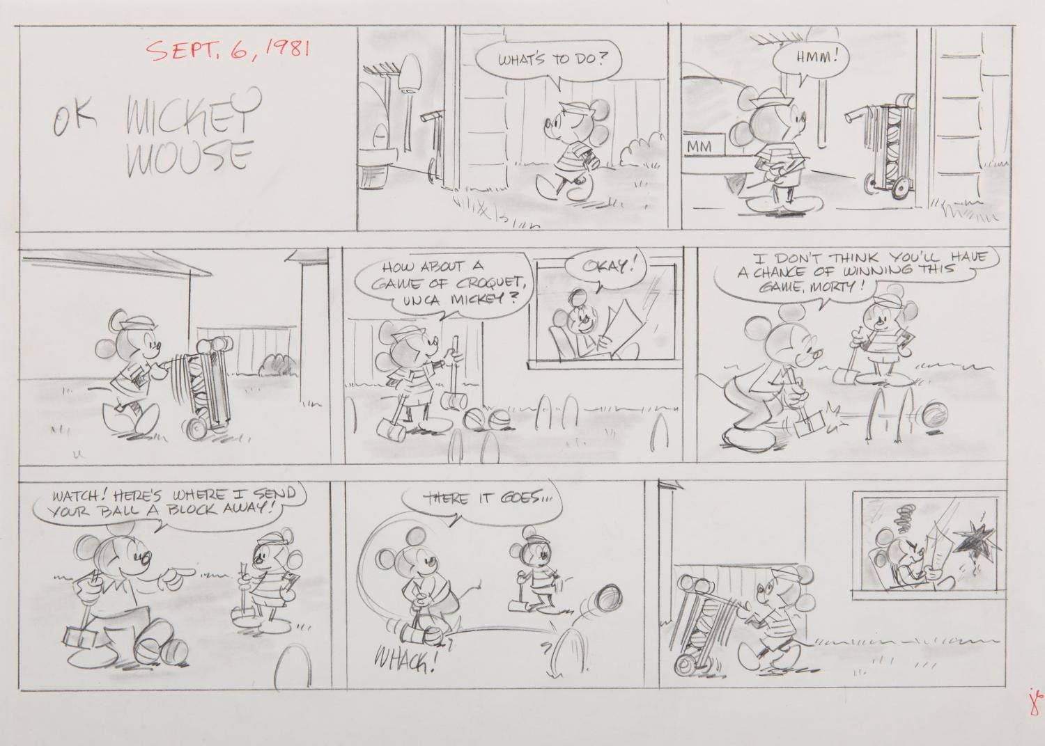 A Mickey Mouse Comic Rough Drawing. - Van Eaton Galleries