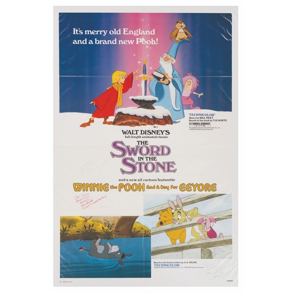 Winnie the Pooh & Sword in the Stone Signed Poster.