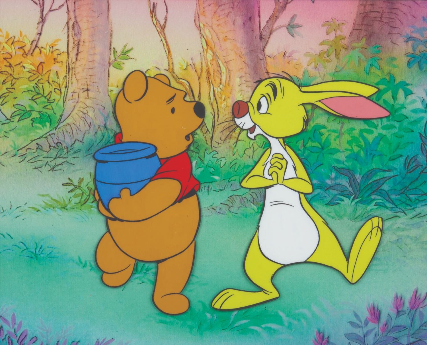 A Production Cel of Winnie the Pooh And Rabbit.