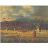 Image 1 : A Herb Ryman Original Masai Village Oil Painting.