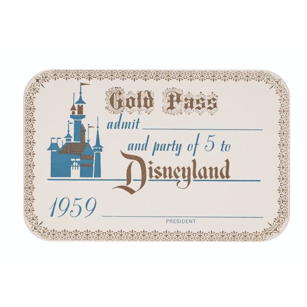 A 1959 Disneyland Gold Main Gate Pass.
