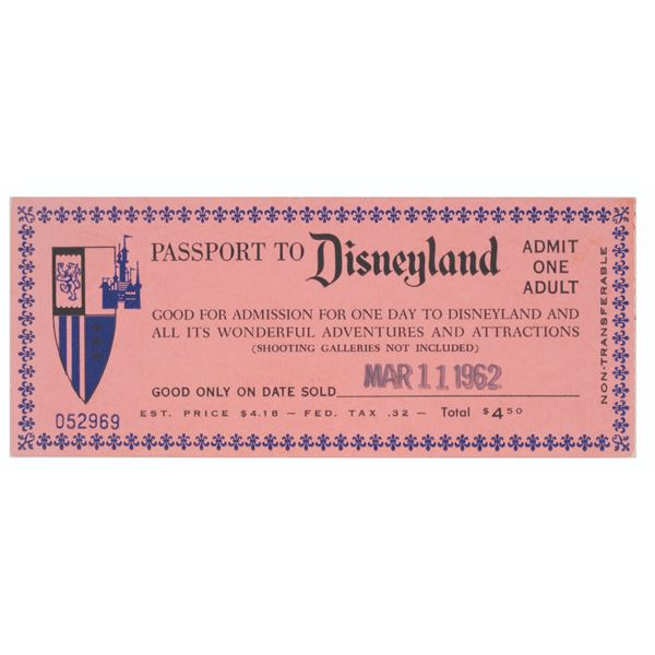 A 1962 Admission Passport to Disneyland.