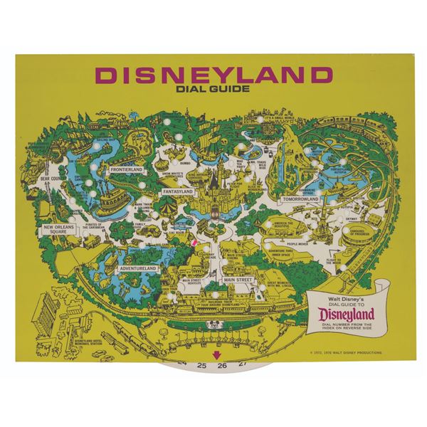 A 1972  Walt Disney's Dial Guide to Disneyland  Map.