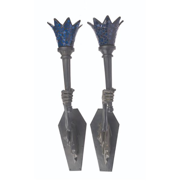 A Pair of Haunted Mansion Crypt Torch Sconces.