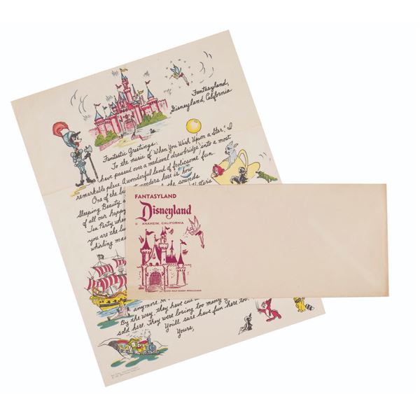 A Disneyland Fantasyland Souvenir Letter and Envelope.