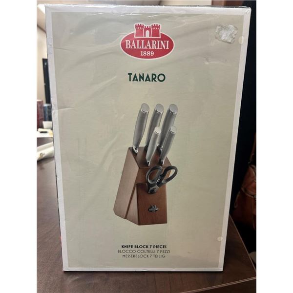 Ballarini Messerblock Brenta – 7-teiliges Set Aus Italien, Inkl. 5 Scharfer Messer & Praktischem Holzblock