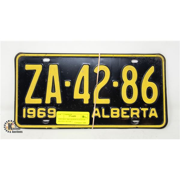 VINTAGE 1969 ALBERTA LICENSE PLATES- SET OF 2