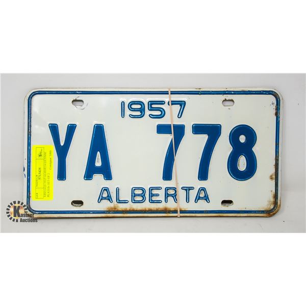 VINTAGE 1957 ALBERTA LICENSE PLATES- SET OF 2