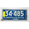 Image 1 : VINTAGE 1951 ALBERTA LICENSE PLATES- SET OF 2