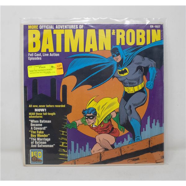 RARE 1966  BATMAN & ROBIN  ADVENTURE RECORD ALBU