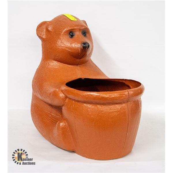 VINTAGE BLOW MOLD HONEY BEAR PLANT POT MADE IN