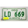 Image 1 : VINTAGE 1959 ALBERTA LICENSE PLATES- SET OF 2
