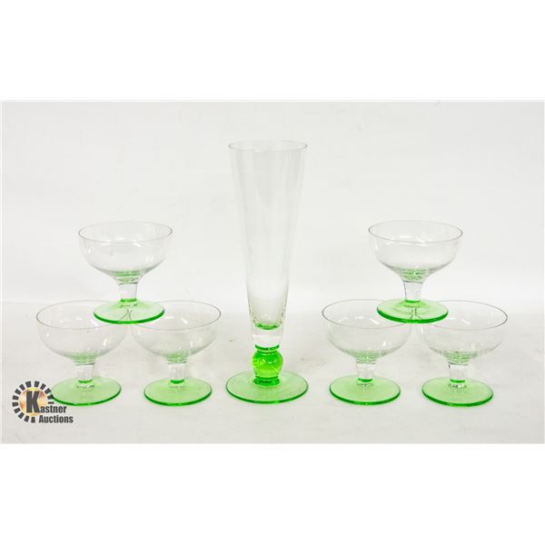 URANIUM GLASS- LOT OF ASSORTED ITEMS